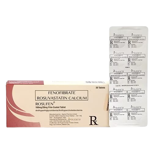 [RX-T10629-CARDI-CAT00236] Rosufen (Fenofibrate + Rosuvastatin) 160mg/20mg Film-Coated Tablet