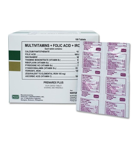 [OTC-T10517-VITF-CAT00168] Prenarex Plus (Ferrous Sulfate + Folic Acid + B Vitamins) Film-Coated Tablet 