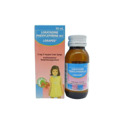 [OTC-T10060-GIT-CAT00057] Loraped (paracetamol + chlorphenamine maleate) 5mg/5mg per 5ml syrup, 60ml
