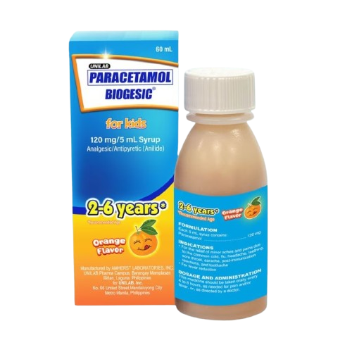 [OTC-T10184-PAIN-CAT00101] Biogesic (paracetamol) 120mg/5ml syrup, orange flavor 60ML