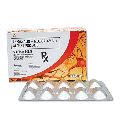 [RX-T11081-PAIN-CAT00124] Seremax Forte (pregabalin + mecobalamin + alpha lipoic acid) 75mg/750mcg/100mg capsule