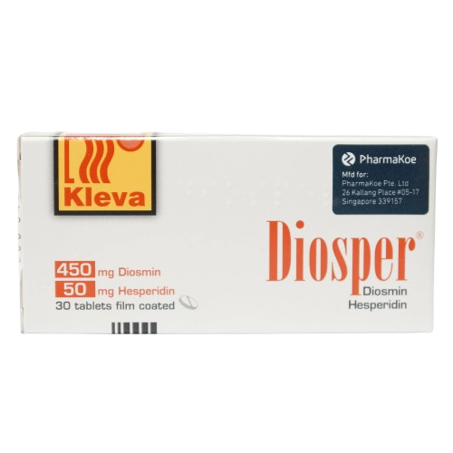 [RX-T10678-CARDI-CAT00285] Diosper (Diosmin + Hesperidin) 450mg/50mg Film-Coated Tablet 