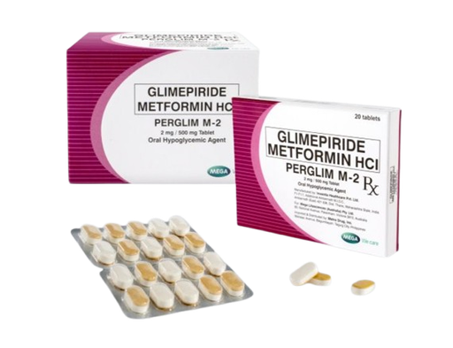 [RX-T10341-ADIAB-CAT00034] Perglim M-2 (Glimepiride + Metformin HCl) 2mg/500mg Tablet