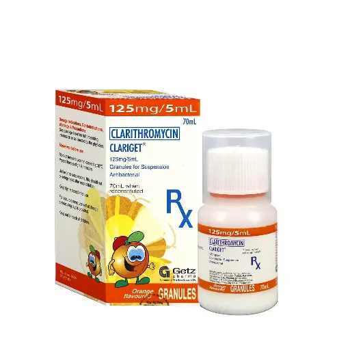 [RX-T10013-ABIO-CAT00013] Clariget (Clarithromycin) 125mg/5mL granules for oral suspension (50mL bottle)