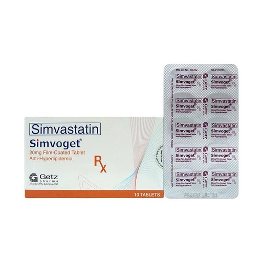 [RX-T10743-CARDI-CAT00350] Simvoget (Simvastatin) 20mg tablet 