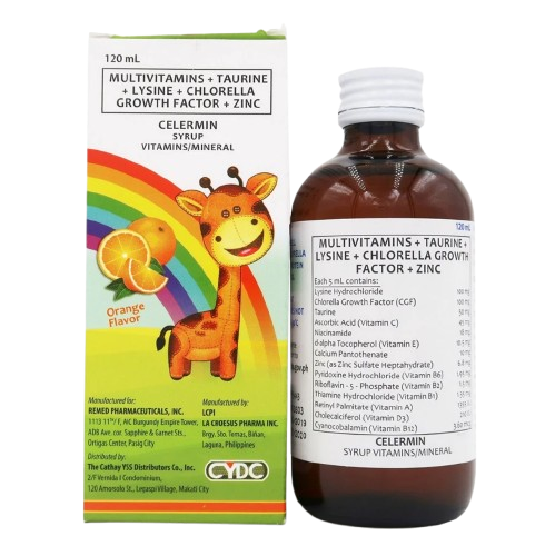 [OTC-T10651-VITF-CAT00302] Celermin (Vitamins + Amino Acids + CGF + Zinc + Folic Acid + Taurine + Lysine) Syrup 120ml 