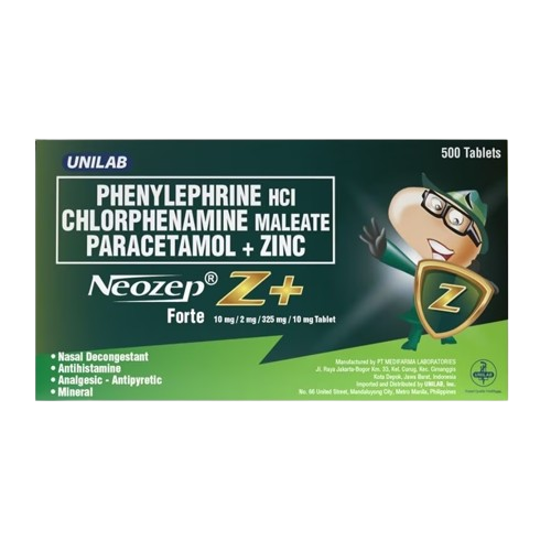 [OTC-T10339-RESP-CAT00149] Neozep Z+ Forte (Paracetamol, Phenylephrine Hydrochloride, Chlorphenamine, Zinc)  tablet 