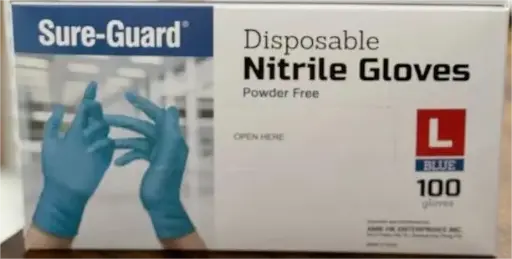 [MS-T10658-DISPO-CAT00171] Sure-Guard  Disposable Nitrile Gloves Powder Free - LARGE