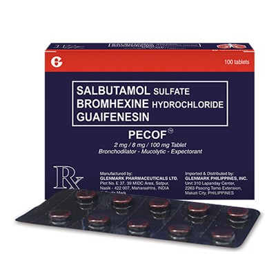 [OTC-T10807-RESP-CAT00405] Pecof 2mg/8mg/100mg (salbutamol + bromhexine + guaifenesin) tablet 