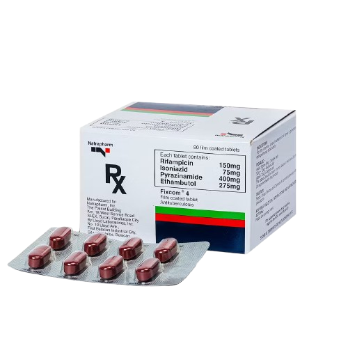 [RX-T11622-ABIO-CAT00349] Fixcom 4 (isoniazid + rifampicin + pyrazinamide + ethambutol) tablet 