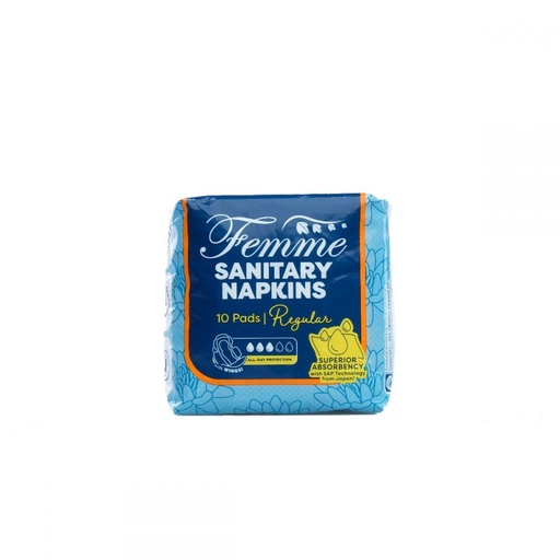 [GR-T10220-DIAP-CAT00106] Femme Sanitary Napkins with Wings Regular 10 Pads 