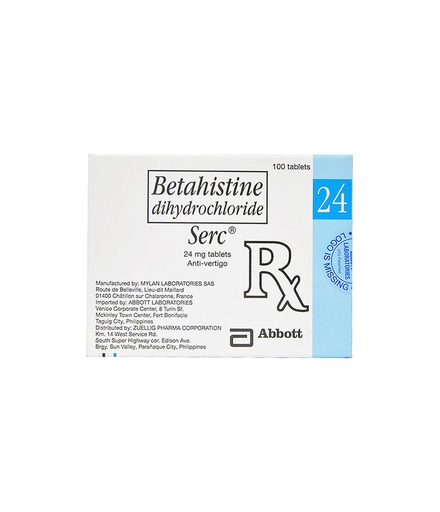 [OTC-T10813-NEURO-CAT00199] Serc (betahistine hydrochloride) 24mg tab