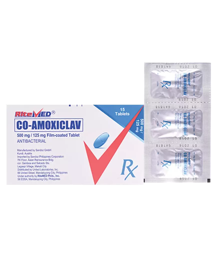 [RX-T10072-ABIO-CAT00072] RM Co-Amoxiclav (Amoxicillin + Clavulanic Acid) 625mg Tablet