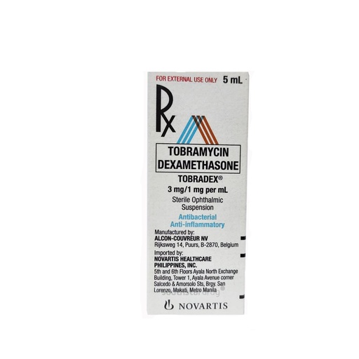 [RX-T10815-EENT-CAT00042] Tobradex (Tobramycin/Dexamethasone) 3mg/1mg per mL Eye Drops 5mL 