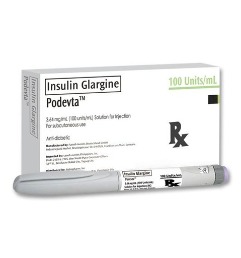 [RX-T10331-ADIAB-CAT00024] Podevta (insulin glargine) 100 units/mL solution for injection 