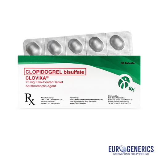 [RX-T10589-CARDI-CAT00196] Clovixa (Clopidogrel Bisulfate) 75mg Tablet 