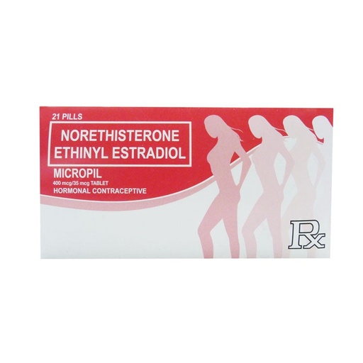 [RX-T11606-GUT-CAT00096] Micropil (Norethisterone/Ethinyl Estradiol) 400mcg/35mcg Tablet 