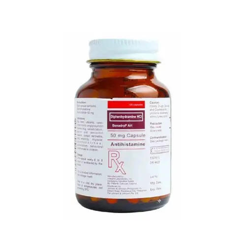 [RX-T11419-RESP-CAT00362] Benadryl AH (diphenhydramine hydrochloride) 50mg capsule 