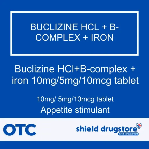[GEN000298] GN-BUCLIZINE HCL + B-COMPLEX + IRON 10MG/5MG/10MCG TAB