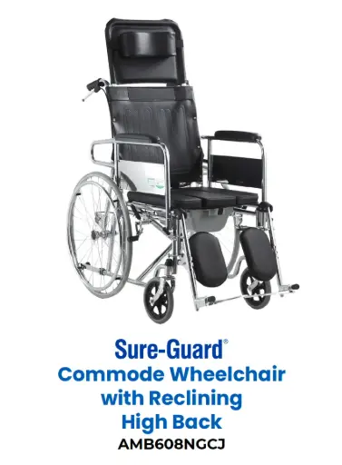 [MS-T10662-ASDEV-CAT00094] Sure-Guard Commode Wheelchair w/ Reclining HB [AMB608NGCJ] 